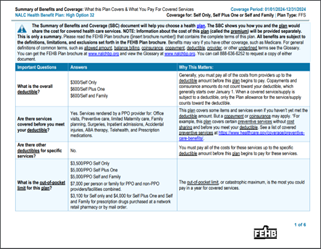 High Option Summary of Benefits and Coverage